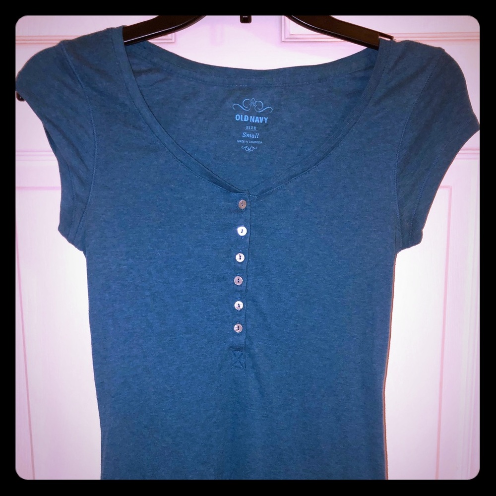 Old Navy, Teal Blue, small short sleeve henley tee